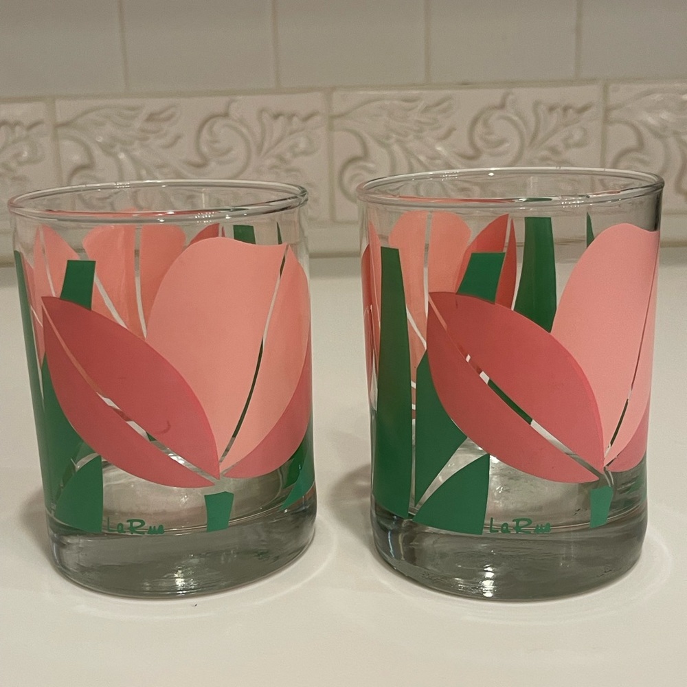 Set of 2 La Rue MCM Tulip Cocktail Glasses